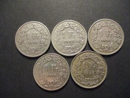 5 x 1.- Fr 1905-8-10-16-56  Superbes pièces Superbe qualité