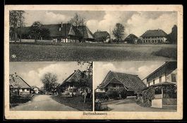 AK Bettenhausen, Ortsansichten mit Strasse und Bauernhäusern