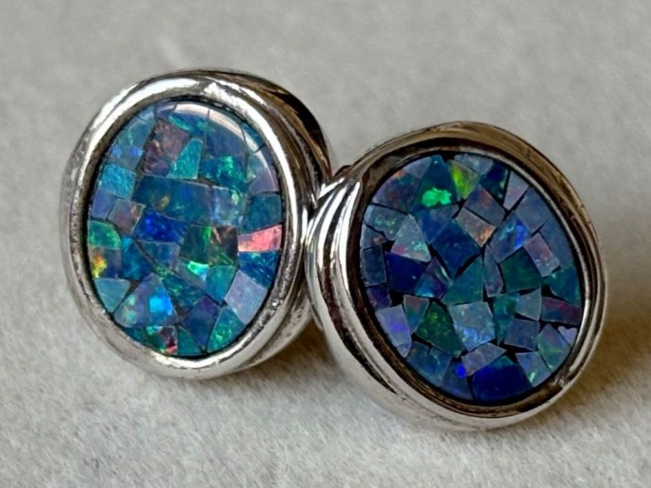 Orecchini pendenti & Orecchini a lobo: Opal-Mosaik Ohrstecker, Silber 925 – Nuovo (secondo la descrizione) da Brugg AG venduto da lau_9rvy 2