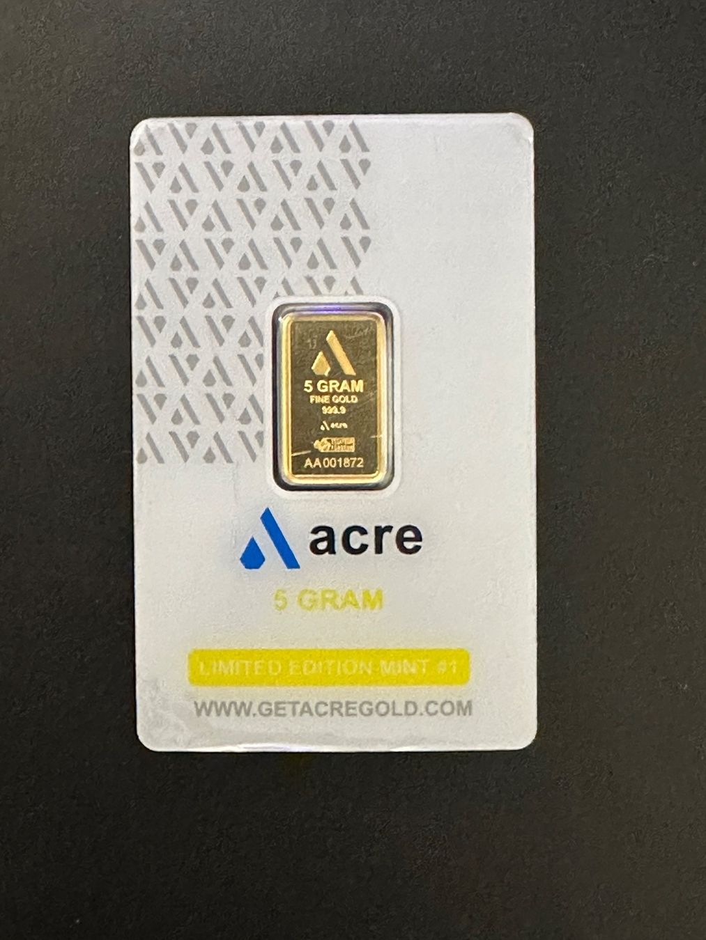 Edelmetalle: Goldbarren 5 g Acre – Neu und originalverpackt aus Untersiggenthal von byiggy