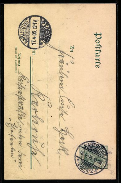 Cartoline postali: Handgemalt sign. E. Langenbach: Karlsruh – Usato da Berlin venduto da bartko-reher 1