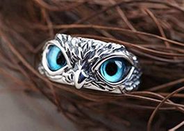 RING EULE BLAUE AUGEN, GR.17, CA. 1.7CM DURCHMESSER NEU