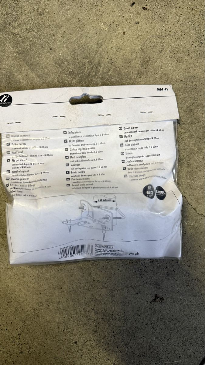 Supporti a parete: Mastfuss bis 60mm mit Erdungsklemme – Nuovo e nell'imballaggio originale da Hergiswil LU venduto da mechutaume 1