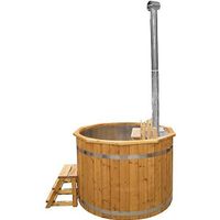 Holz-Hotpot mit Edelstahleinsatz und Innenofen / L021