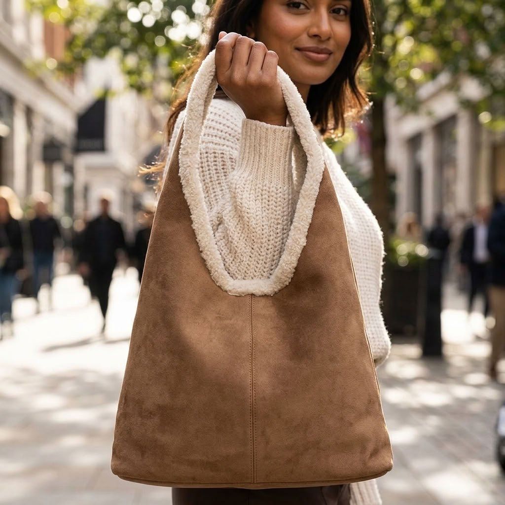 Borse da donna: Hobo-Tasche in Wildlederoptik mit Teddyfutter – Nuovo e nell'imballaggio originale da Diegten venduto da Jus_nooo 2