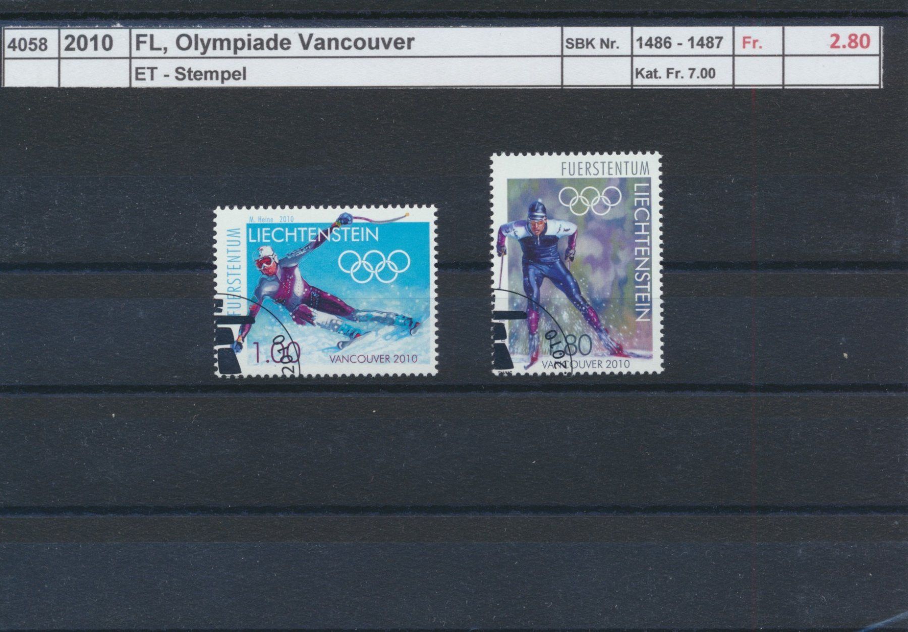 Alle Briefmarken: 2010 FL, "Olympiade Vancouver", ET - Stempel – Gebraucht aus Winterthur von Zupogeru
