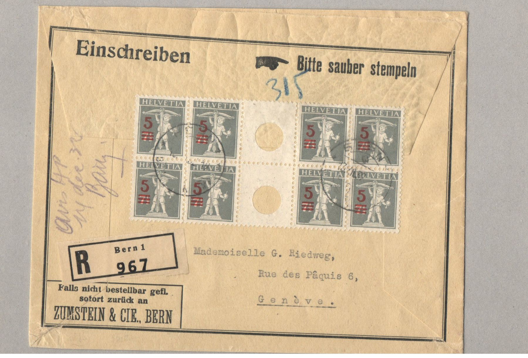 Alle Briefmarken: Zwischensteg – Gebraucht aus Echichens von Topfila