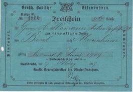 Altes Billett der Groß.Badische Eisenbahnen von 1909
