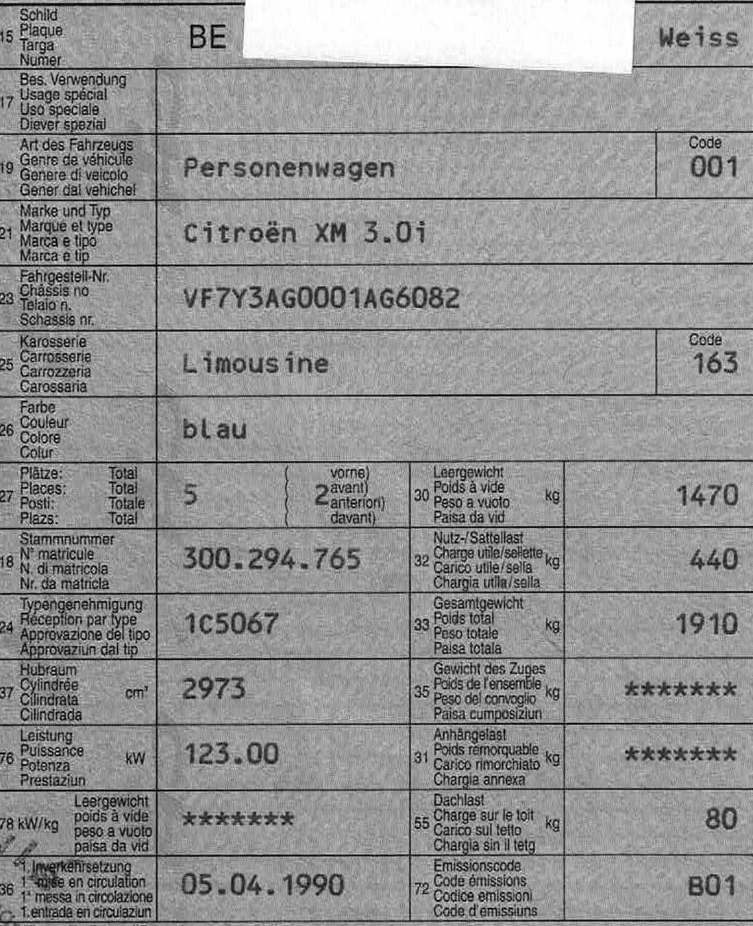 Citroën Autos: Citroen XM 3.0 i V6 – Gebraucht aus Rüti b. Riggisberg von  3