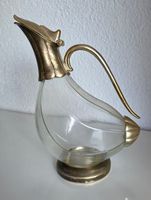 Dekorative Vintage Karaffe, Glas und Metall, Top!
