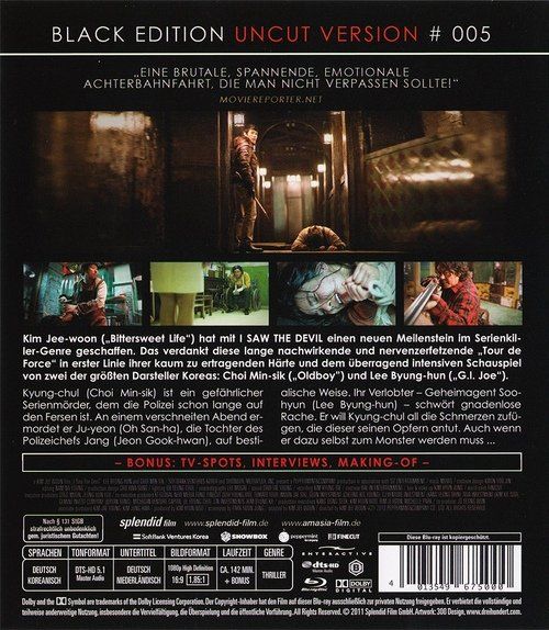 Tutti i DVDs: I Saw the Devil: Black Edition - Uncut Version (Blu-ray) – Nuovo (secondo la descrizione) da Volketswil venduto da Fraese1 1