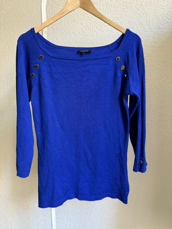 Pull maille bleu roi boutons décoratifs Morgan, t.38/M