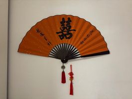 Asiatischer Wandfächer, rot/schwarz