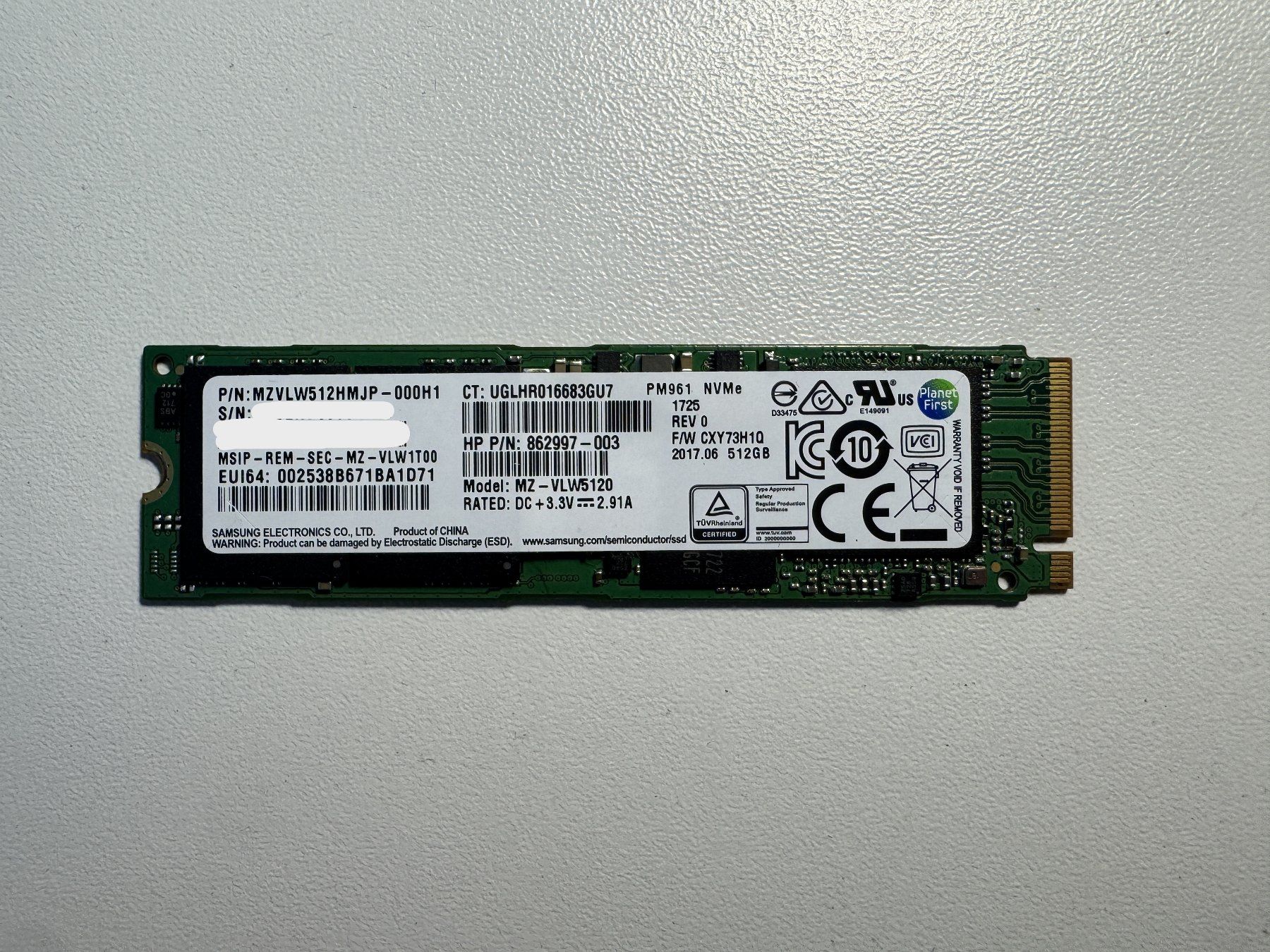 Samsung Dischi rigidi: Samsung PM961 NVMe SSD – Usato da Bremgarten AG venduto da joker_eat_world