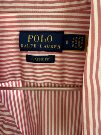 Bluse Polo Ralph Lauren gestreift rot weiss Groesse 8