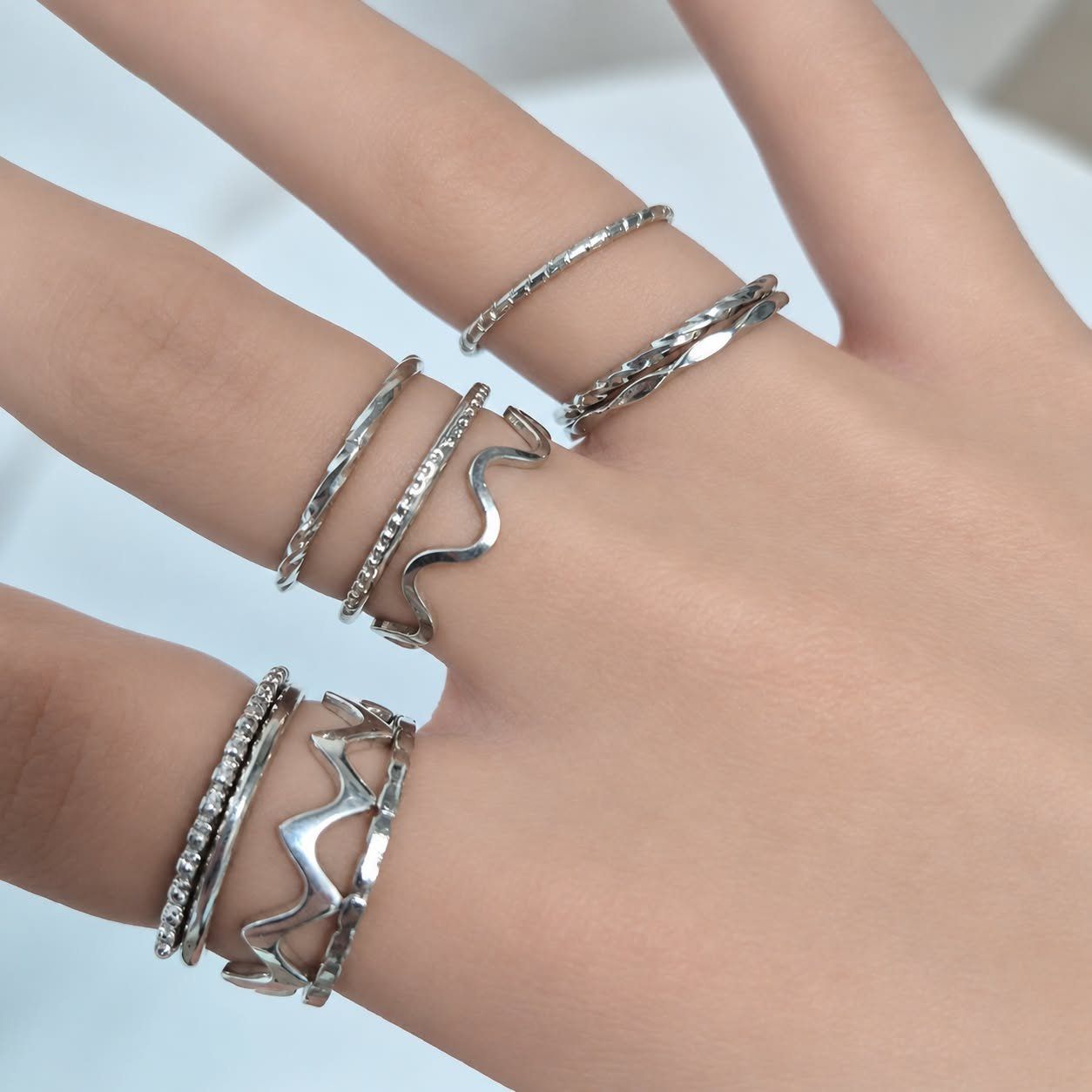 Anelli: Ring Set silberfarben verschiedene Designs – Nuovo e nell'imballaggio originale da Bützberg venduto da akaan 1
