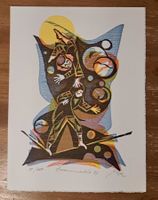 Lithographie: Zusammenarbeit 97, Signiert, Seiltänzer Zirkus