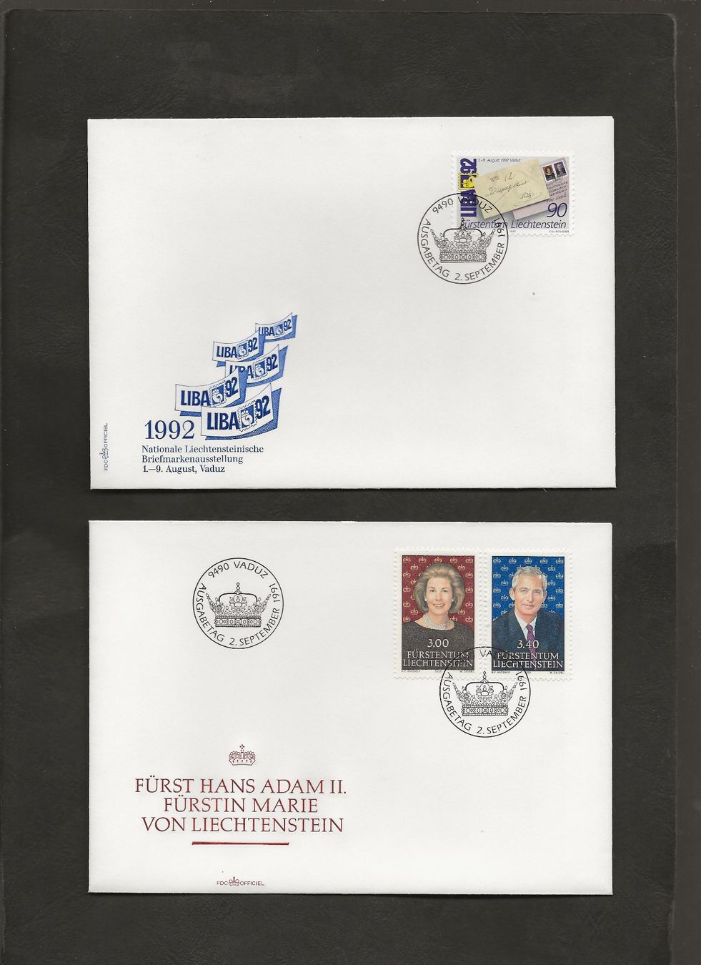 Alle Briefmarken: 32 FDC Liechtenstein 1989 bis 1993 – Gebraucht aus Au ZH von xelagreb01 4