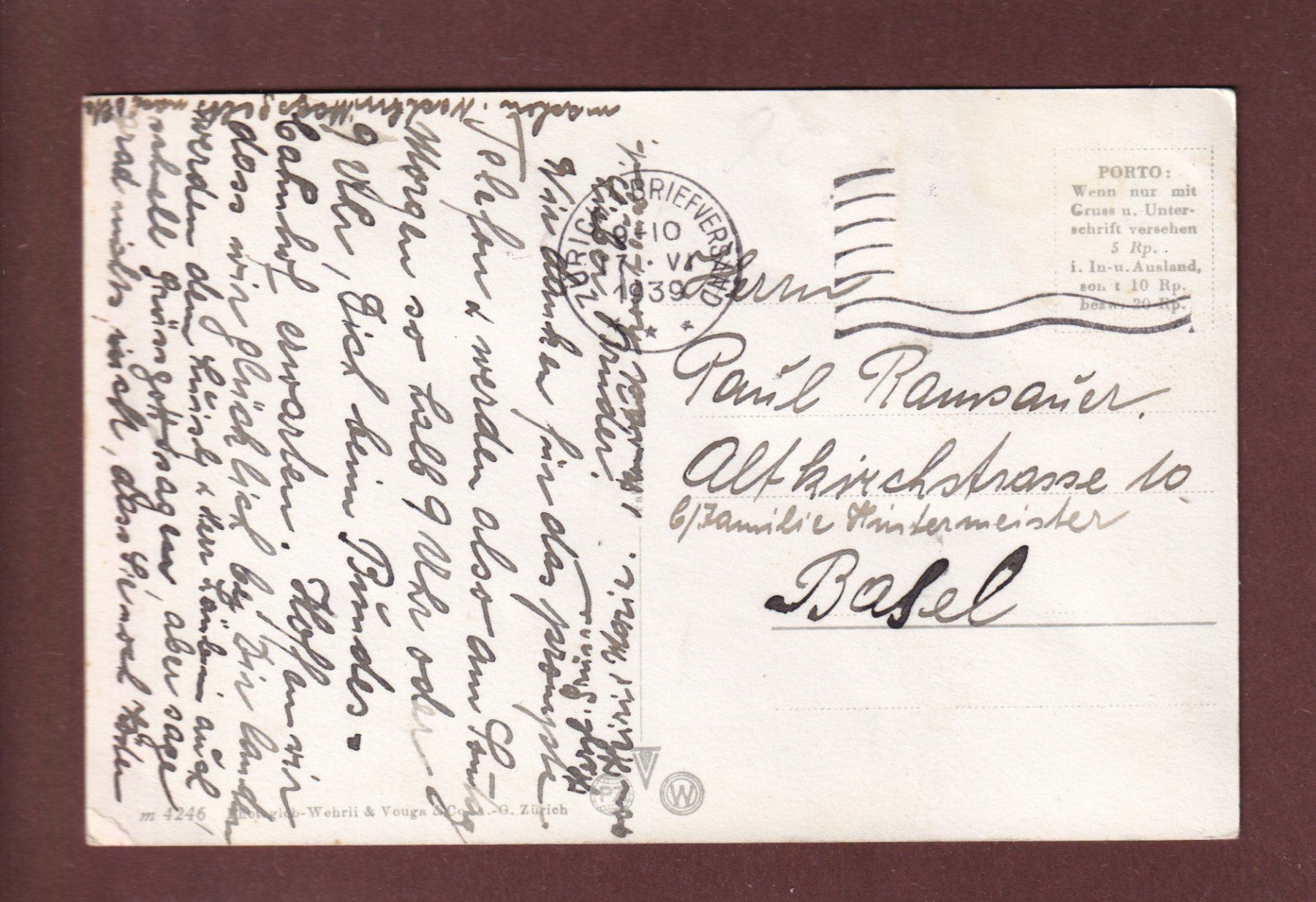 Cartoline postali: ZÜRICH - Teilansicht - 1939 – Usato da Pully venduto da nicecards 1