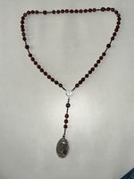 Rosenkranz Holzkugeln, Kommunion-Anhänger, Vintage Style