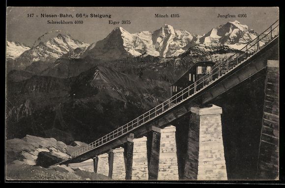 Cartoline postali: Niesenbahn, Bergbahn auf dem gr. Viadukt – Usato da Berlin venduto da bartko-reher
