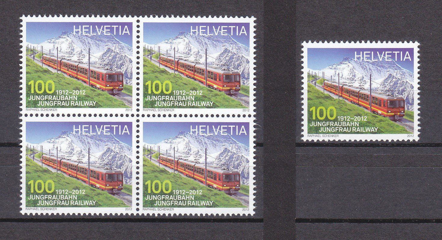 Tutti i francobolli: 2012  Viererblock+Einzelmarke Jungfraubahn  ** Postfrisch ** – Nuovo (secondo la descrizione) da Adliswil venduto da Aenti