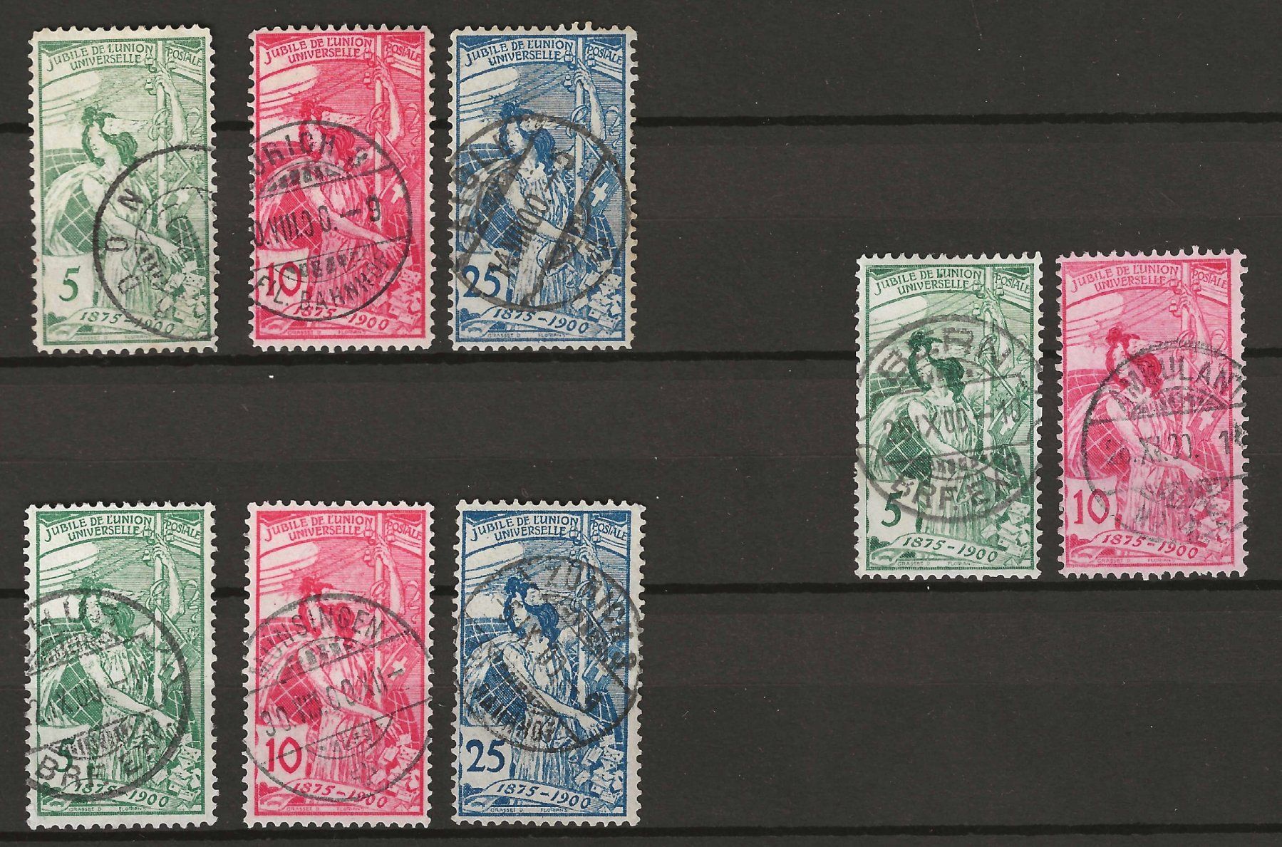 Tutti i francobolli: 1900 : Nr. 77 - 79 A + B, 77C + 78C : KP 240.-- – Usato da Gümligen venduto da Geniusbuy