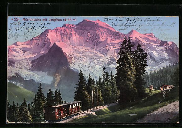 Cartoline postali: AK Mürrenbahn mit Jungfrau – Usato da Berlin venduto da bartko-reher