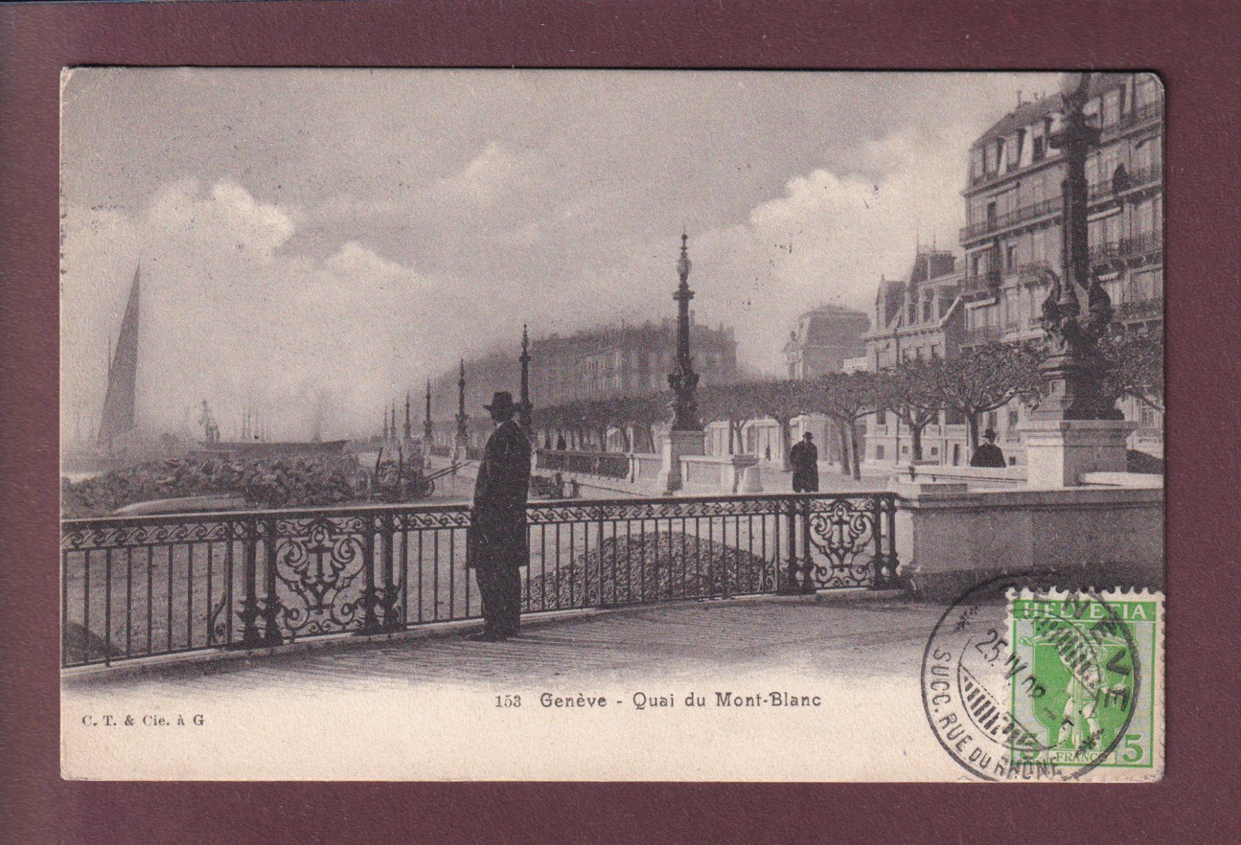 Cartoline postali: GENEVE - Quai du Mont-Blanc - 1908 – Usato da Pully venduto da nicecards