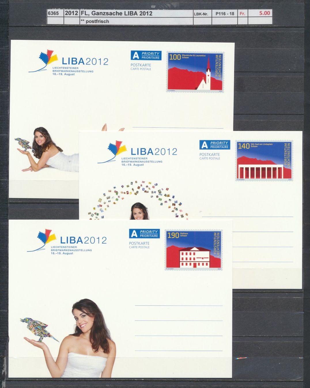 Tous les timbres: 2012 FL, Postkarten, "LIBA", ungebraucht – Neuf (Voir description) à Winterthur par Zupogeru