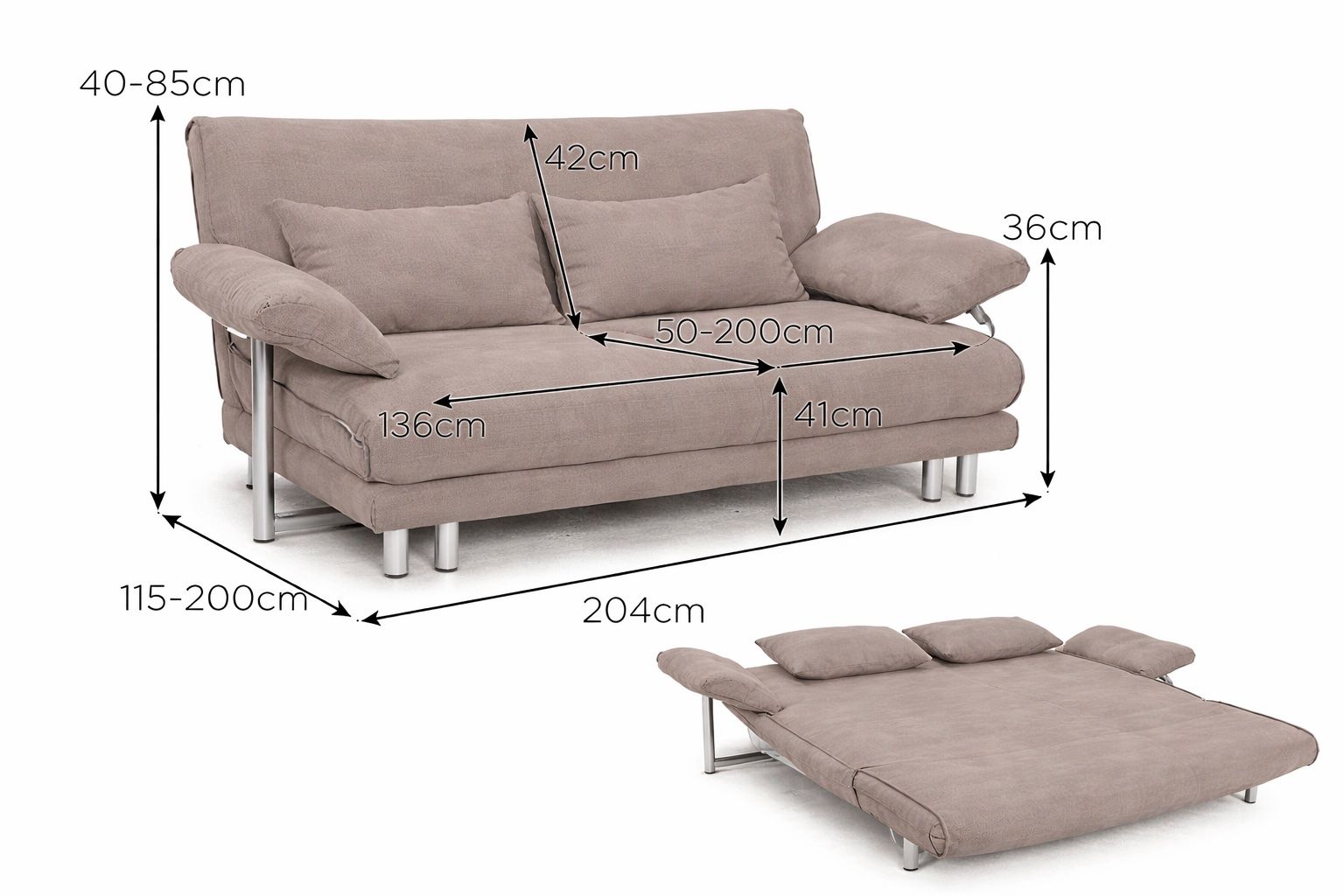 Divani: Convertible Grau/Beige Sofa Bed – Usato da Zürich venduto da pab_hz72 2