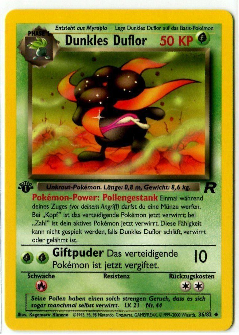 Pokémon Carte collezionabili: Dunkles Duflor Team Rocket 1.Edition 36/82 Deutsch Mint – Nuovo (secondo la descrizione) da Dornach venduto da Deco89