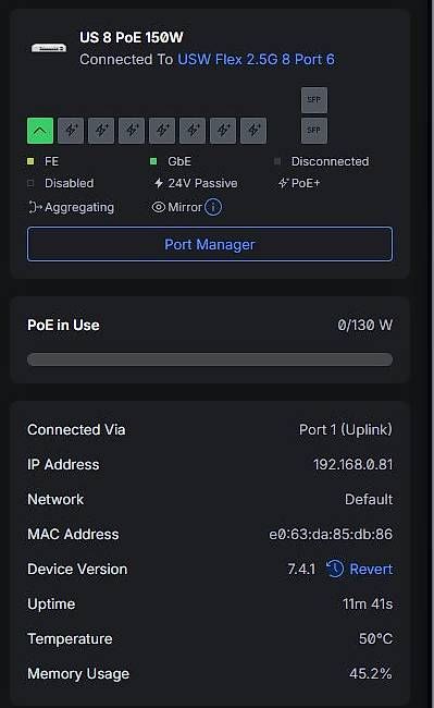 Hub & Switch: Unifi US 8 PoE 150W  VHB – Usato da Däniken SO venduto da p_b_v7bh 1