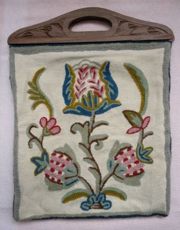 Stoff-Tasche mit Wollstickerei Handmade India