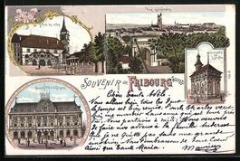 Litho Fribourg, Hotel de ville, vue gén