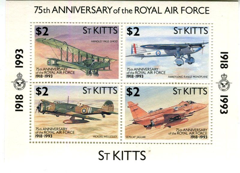 Tous les timbres: Block "Flugzeuge". St. Kitts. – Neuf avec emballage d'origine à Basel par Butsch5