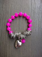 Bracelet pink breloque coeur
