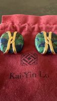 Boucles d'oreilles Kai-Yin Lo azurite or 925 vintage chic