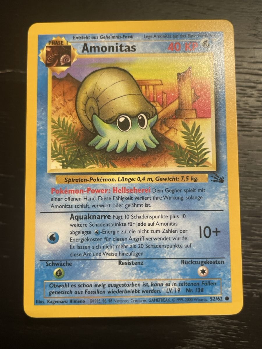 Pokémon Cartes à collectionner: Pokemon Amonitas 52/62 fossil – D'occasion à Hugelshofen par Suimosa