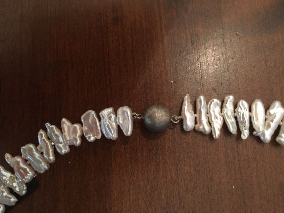 Catenine: Perlenkette mit Süsswasserperlen und Silber 925 – Usato da Lyss venduto da Punktum01 1