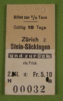 BILLET ZÜRICH STEIN-SÄCKINGEN 1960