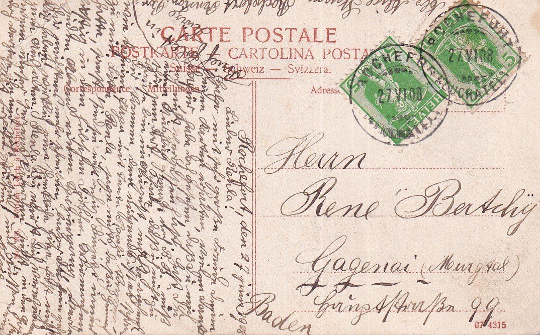 Ansichtskarten: Rochefort  NE    -    Vue générale      en 1908 – Gebraucht aus Brig von Valcards54 2