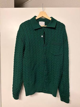 Percival Merino Cardigan Strickjacke Zopfmuster Grün Grösse