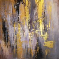 Acrylbild mit Gold, Leinwand 100 cm, Unikat!!!