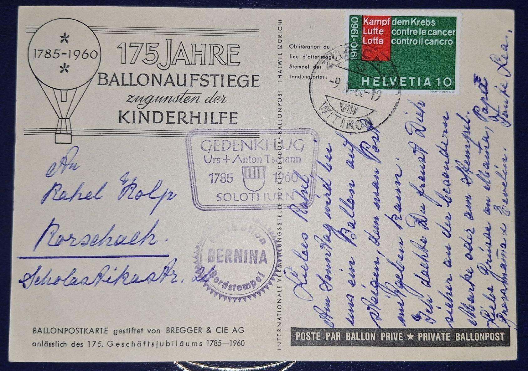 Alle Briefmarken: 175 Jahre Ballonaufstiege Kinderhilfe – Gebraucht aus Balgach von SIMEON27