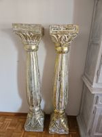 Säulenpaar antik Holz vergoldet Shabby Chic Deko 2 Stck