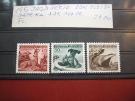 1950 LIECHTENSTEIN JAGDSERIE SBK 232/34 SATZ** SBK 110.-