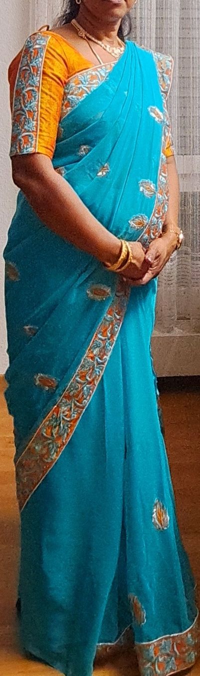 Vestiti: Elegant Blue Saree with Blouse – Usato da Bern venduto da mahilini