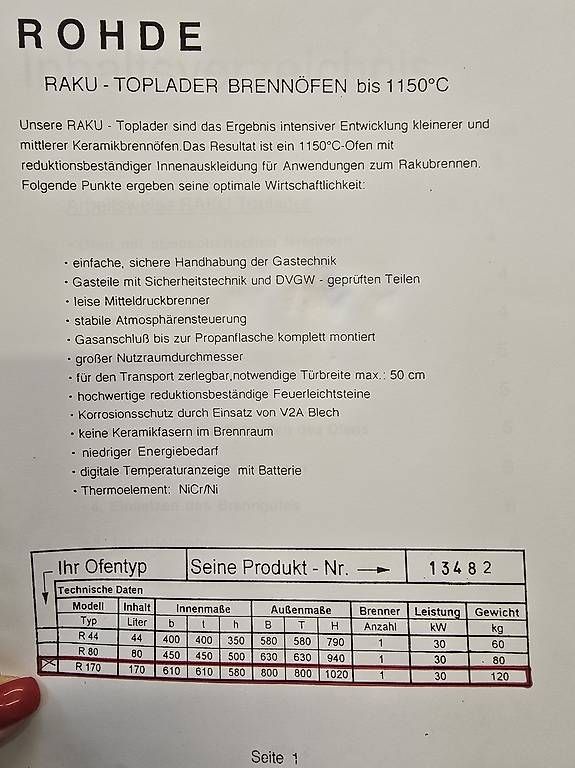 Radiatori: Neuwertiger Rhode Raku Gasofen TR 170  – Usato da Zuzgen venduto da shopgirl06 3