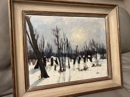 Gemälde Winterlandschaft Heinz Zeisel 1948 signiert